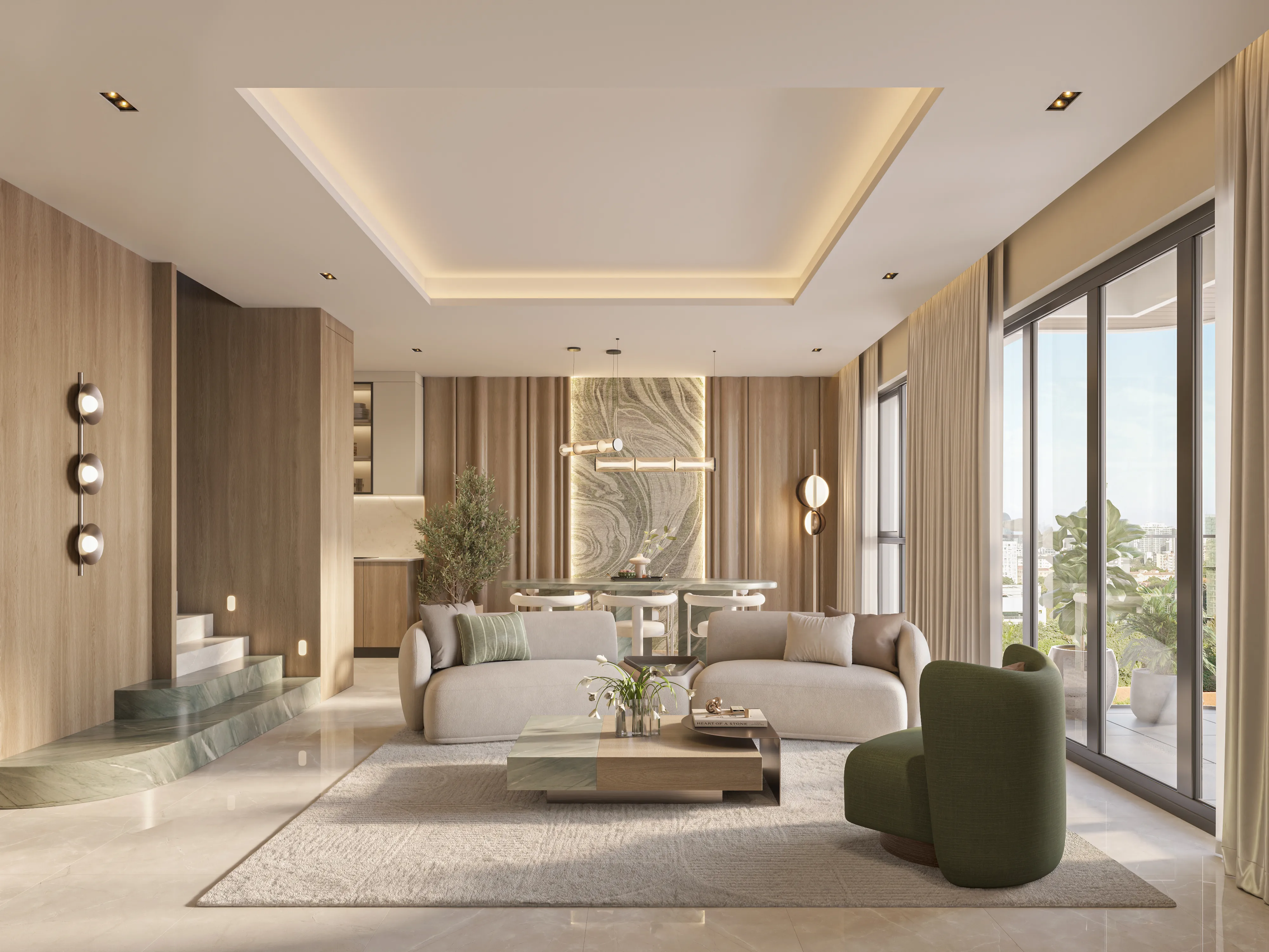 Seasons Riverside two bedroom duplex open plan lounge