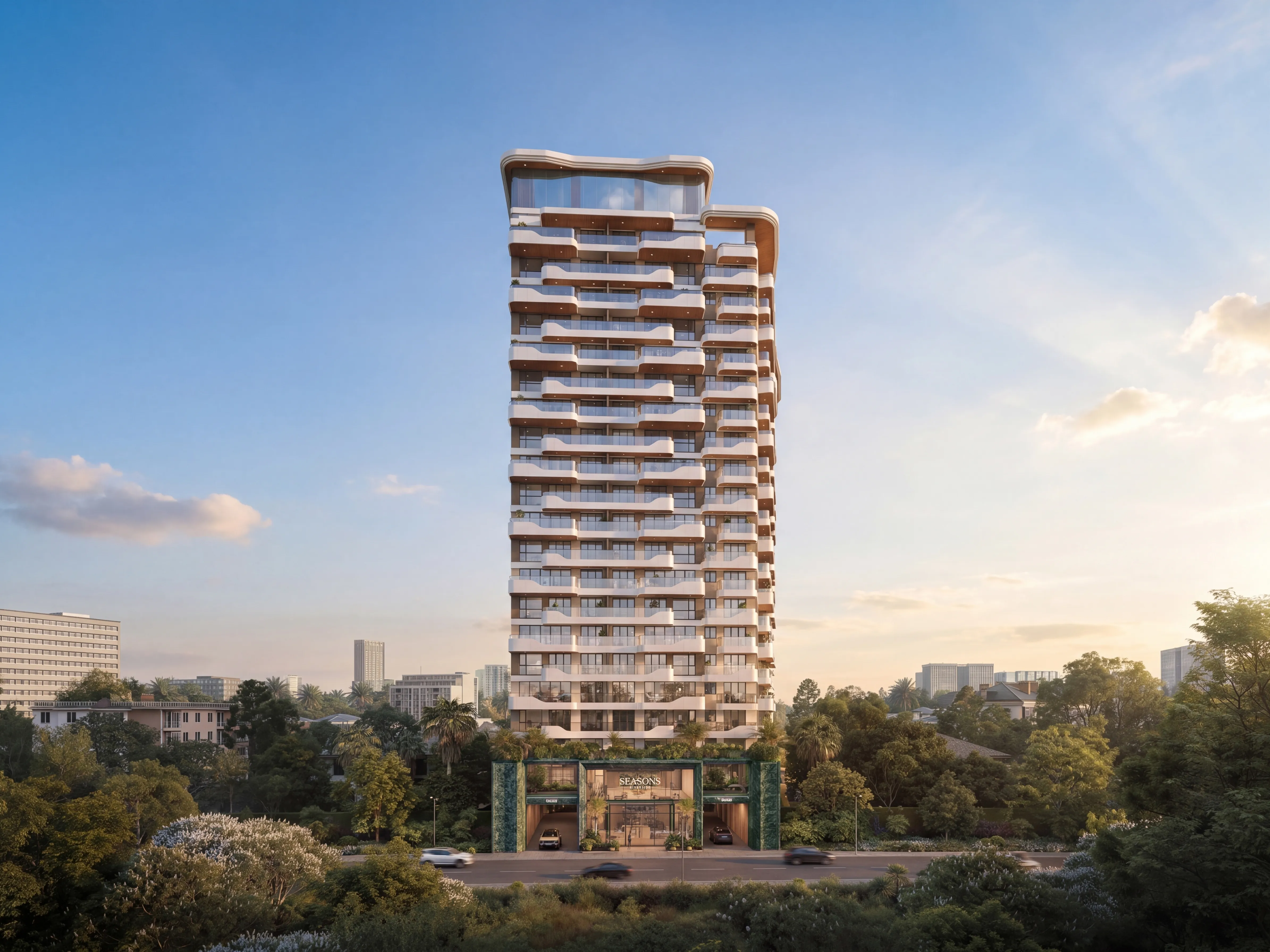 Seasons Riverside tower exterior