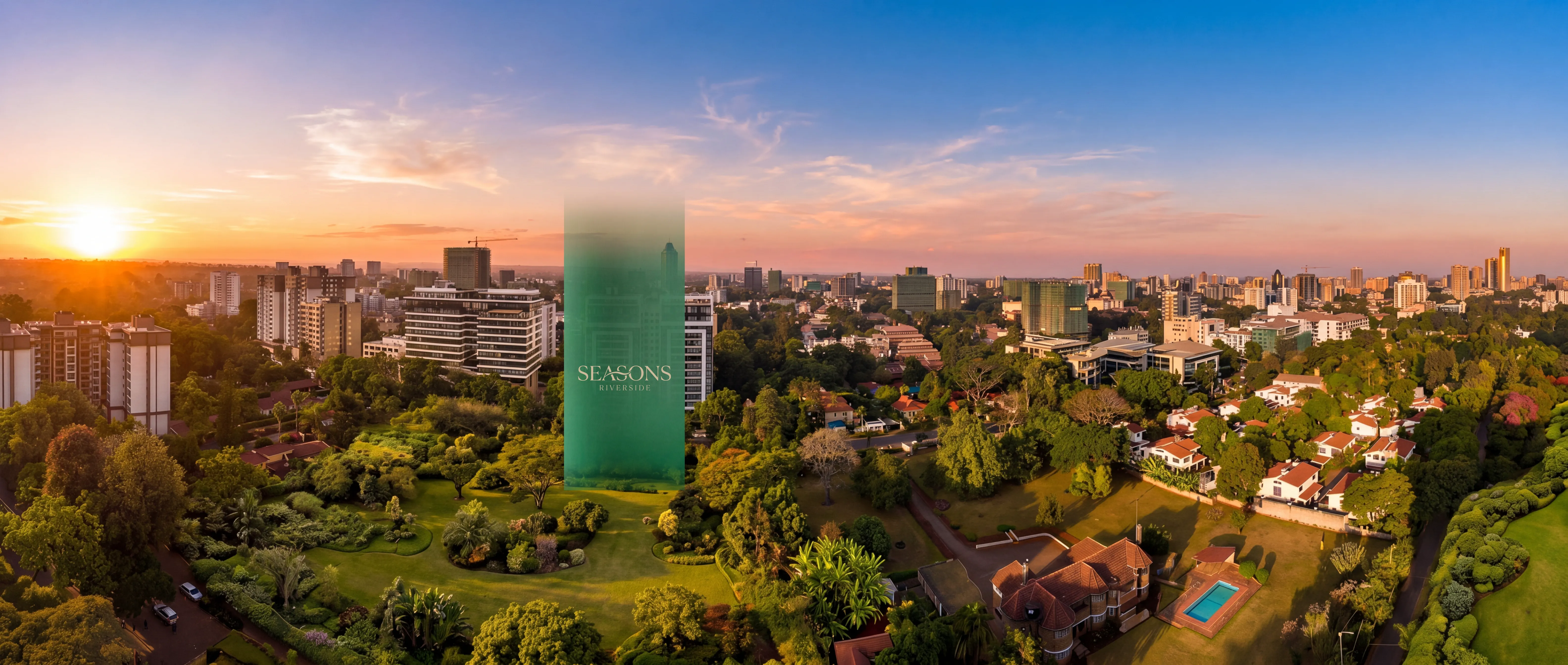 Seasons Riverside aerial view within Nairobi's skyline